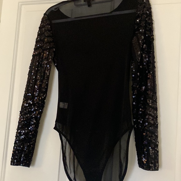 Express Black Beaded Bodysuit - Picture 4 of 4